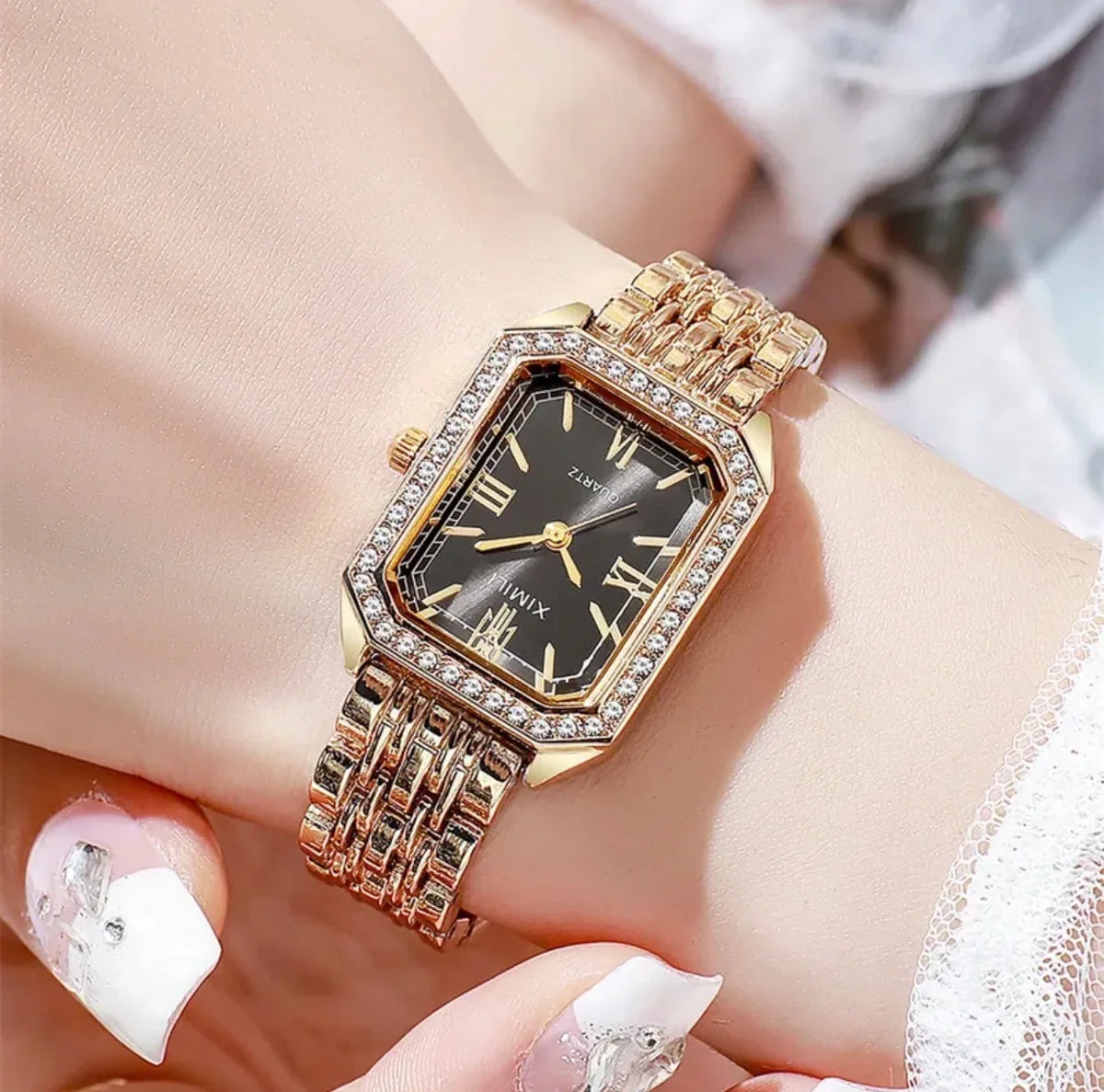 Elegant Roman Diamond Quartz Watch