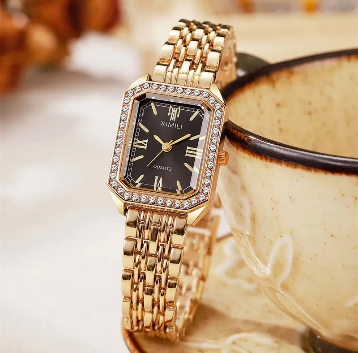 Elegant Roman Diamond Quartz Watch
